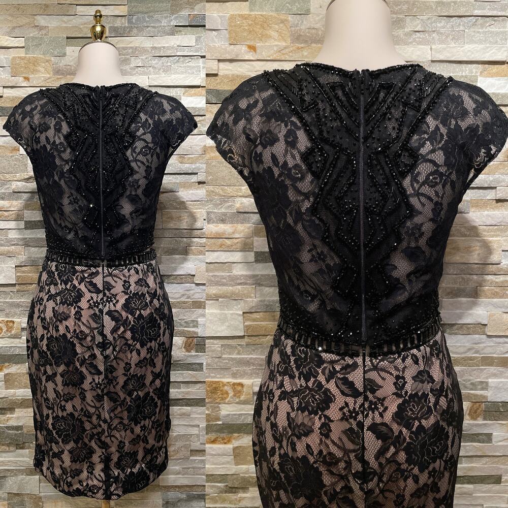 Morilee Madeline Gardner 2 Pc Beaded Black Lace Dress 6 | Mini Prom Cocktail - Picture 2 of 16